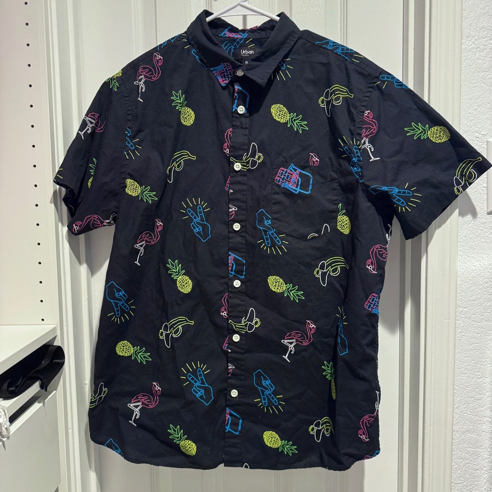 Urban Pipeline Men’s Neon Lights Button Down Shirt